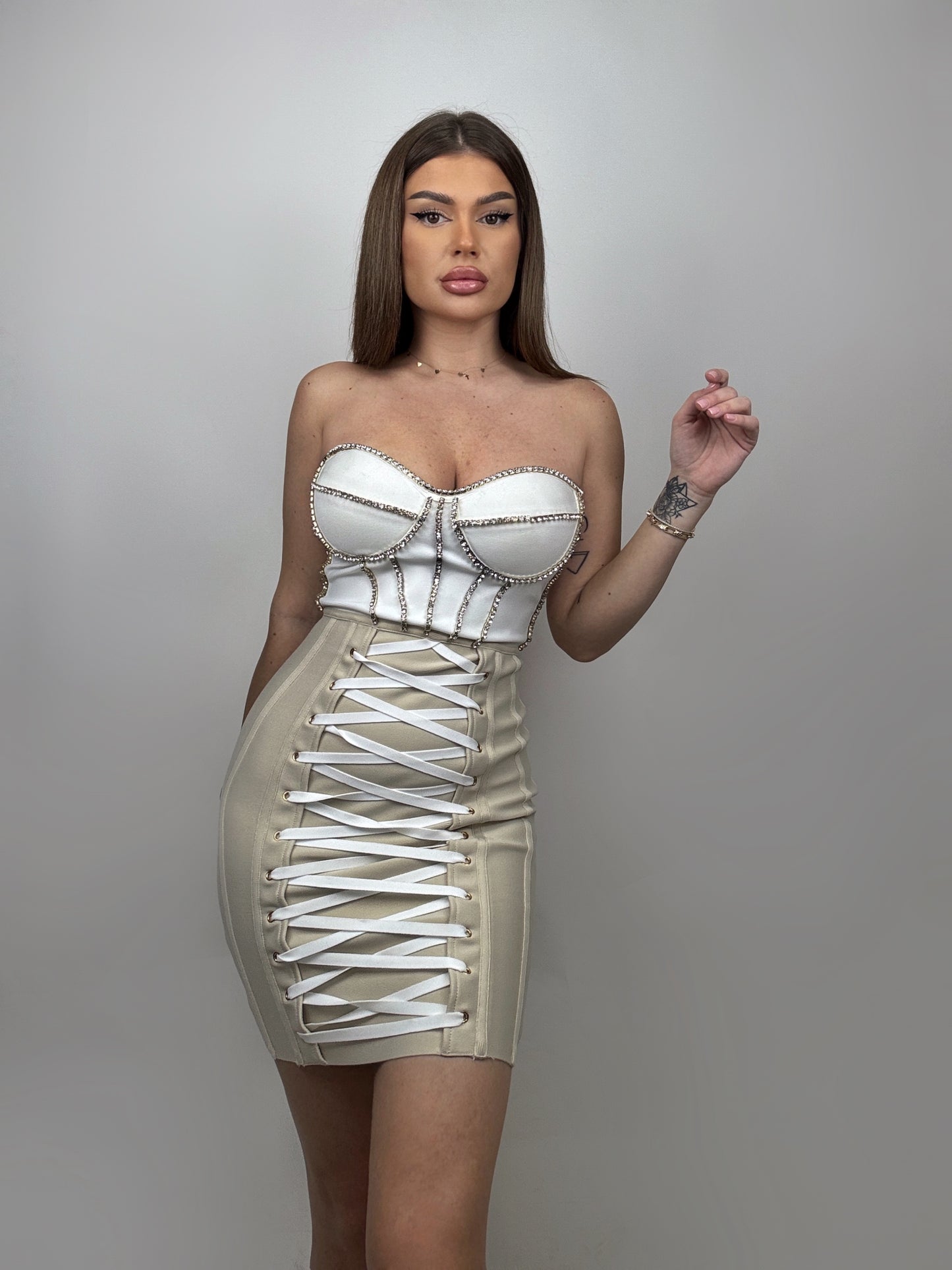 Rochie Alb-Bej Edith