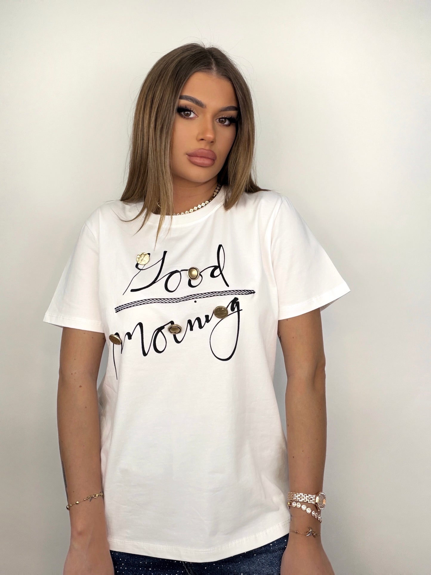 Tricou Alb Good Morning