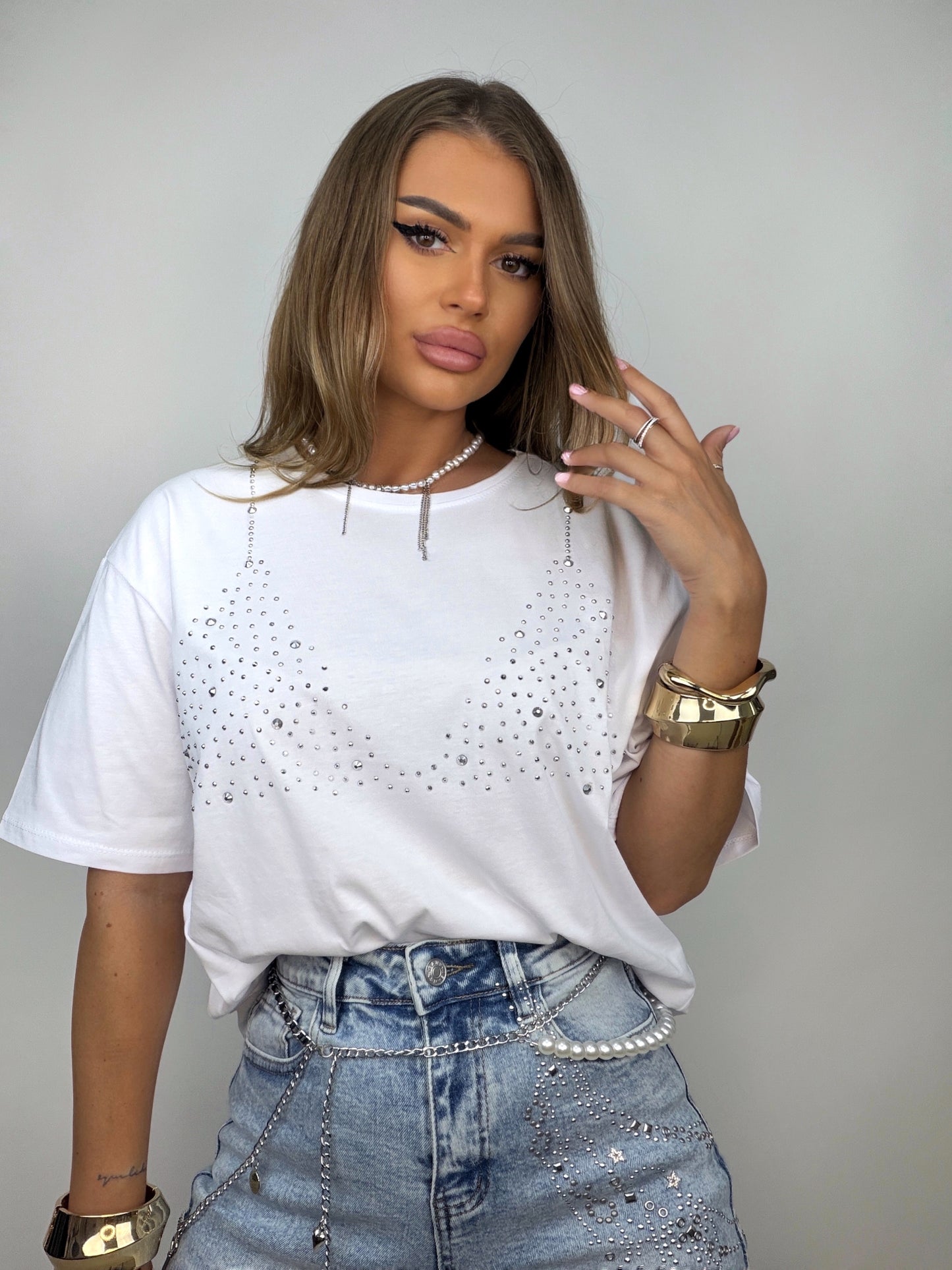 Tricou Alb Shine Bra