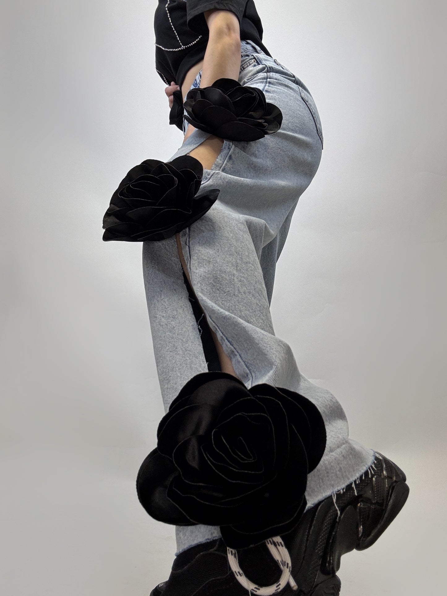 Blugi Black Flower