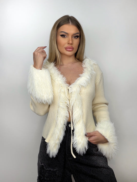 Cardigan Bej Fluffy