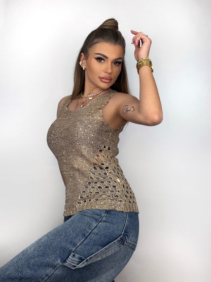 Top Tricotat Bej Horma