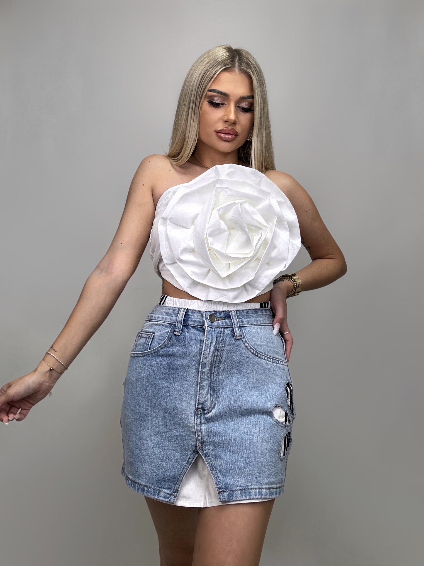 Fusta Blue Denim Double