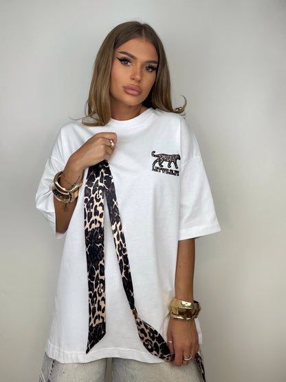 Tricou White Leopard