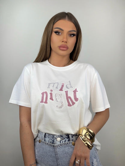 Tricou Alb Mid Night