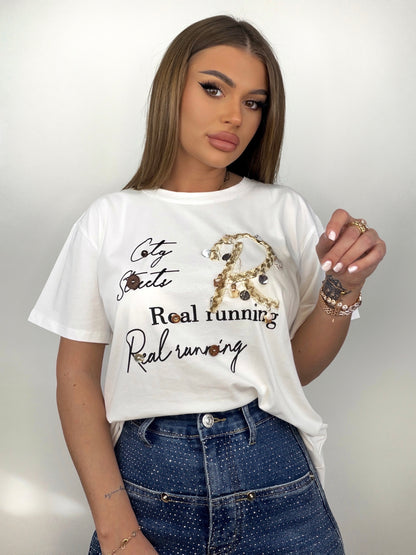 Tricou Alb Real Running