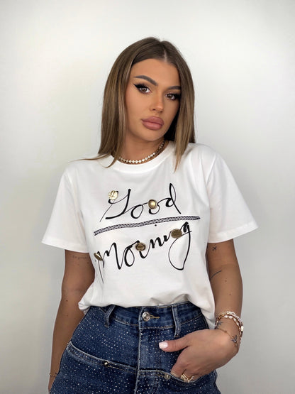 Tricou Alb Good Morning