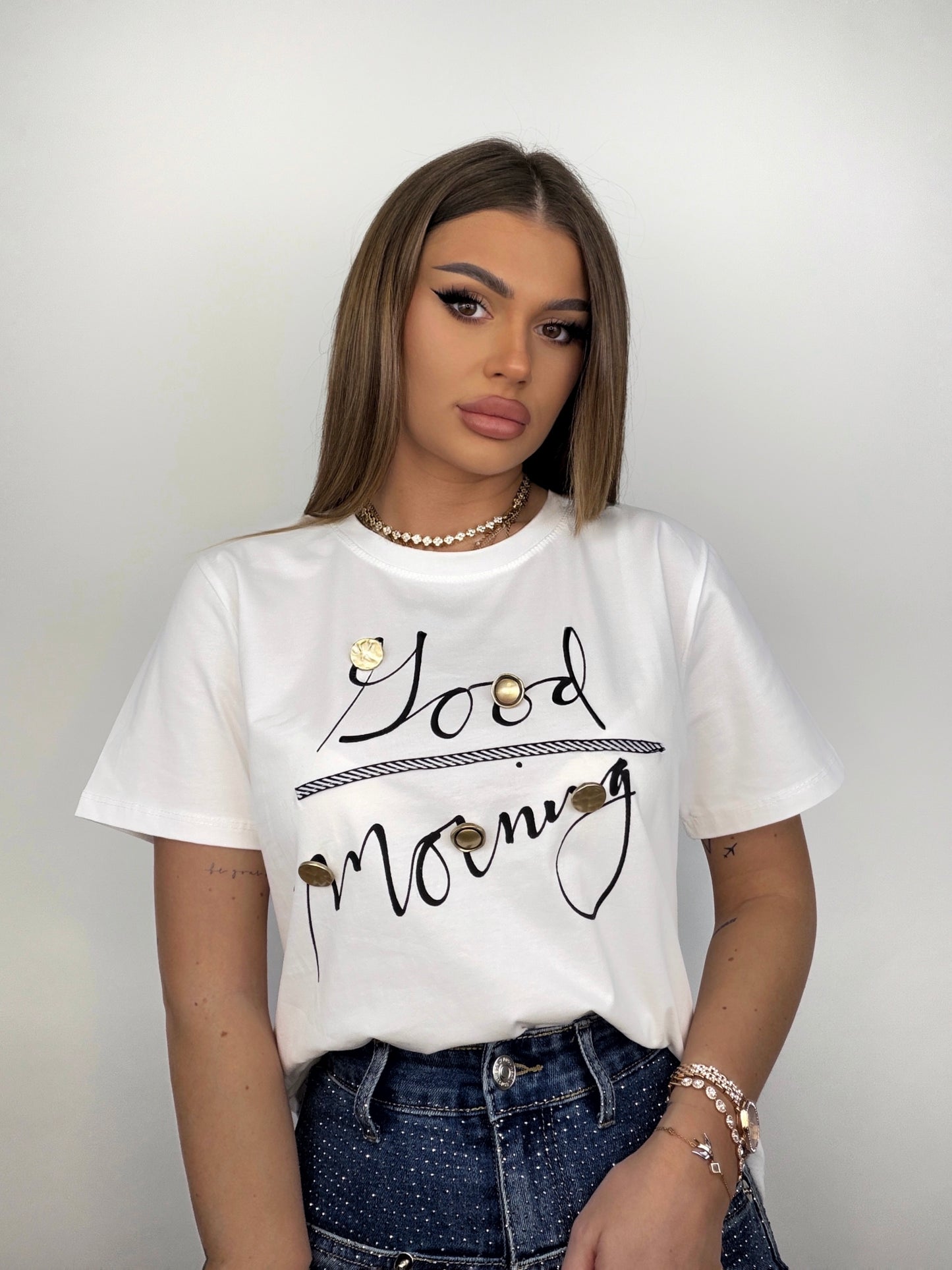 Tricou Alb Good Morning
