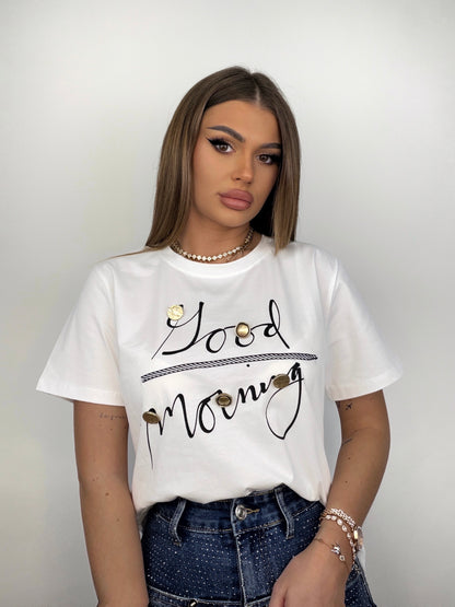 Tricou Alb Good Morning