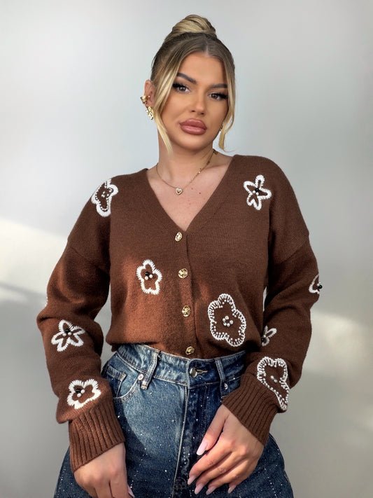 Cardigan Brown Flower