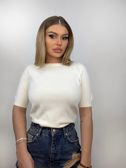 Tricou Alb Tricotat Polly