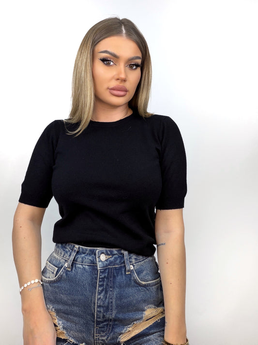 Tricou Negru Tricotat Polly