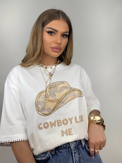 Tricou Alb Cowboy