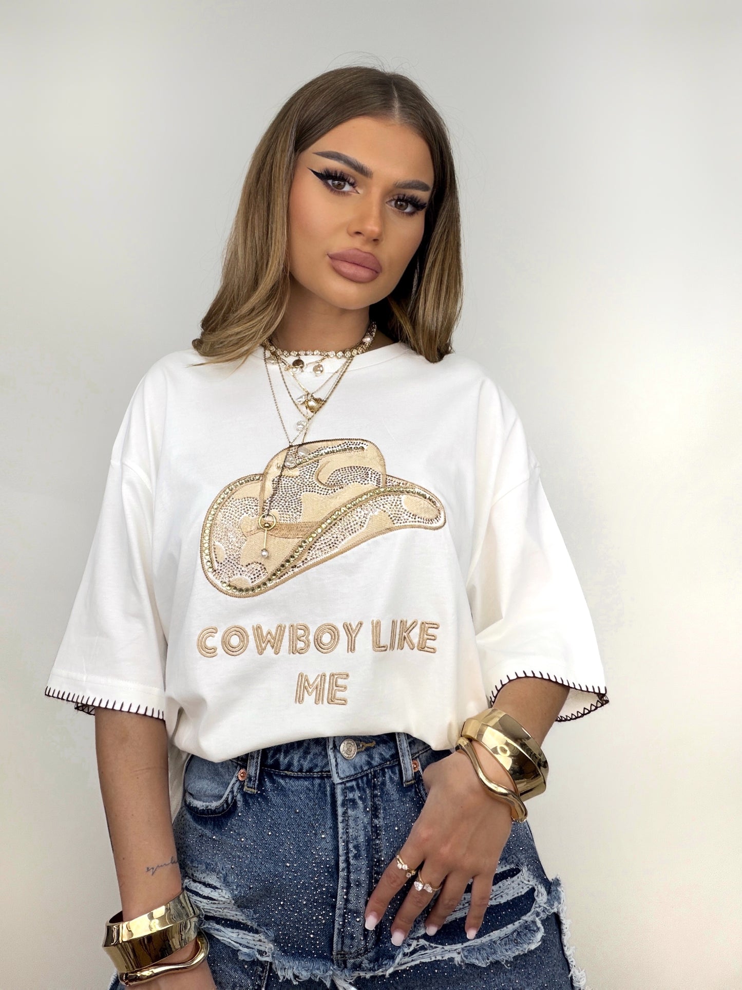 Tricou Alb Cowboy