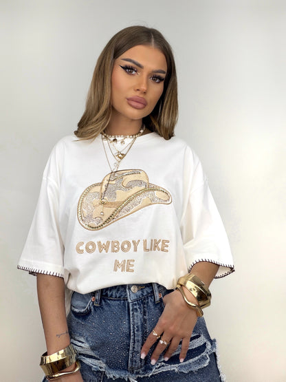 Tricou Alb Cowboy