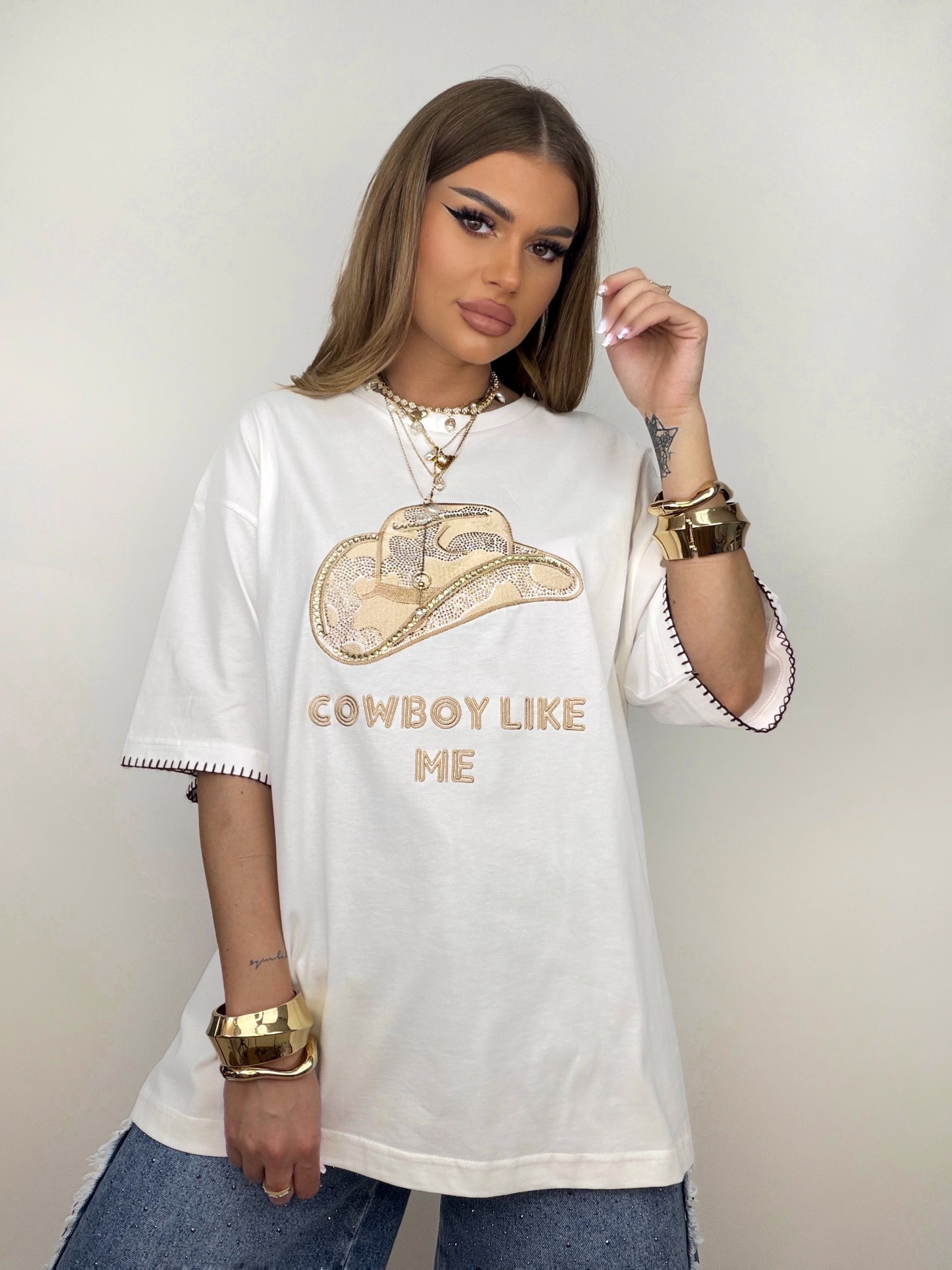 Tricou Alb Cowboy