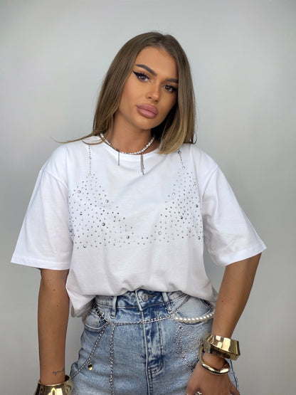 Tricou Alb Shine Bra