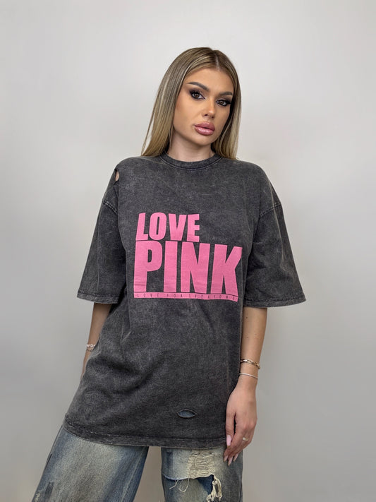 Tricou Gri Love Pink
