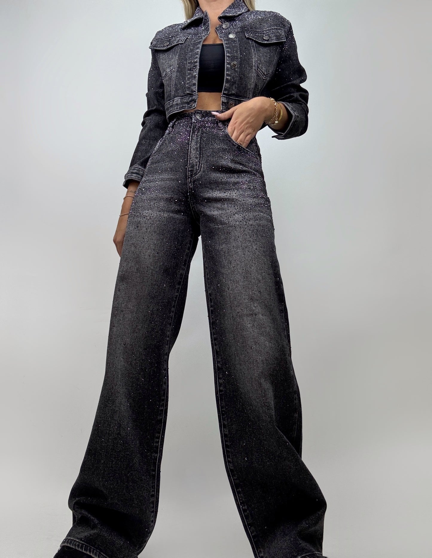 Geaca Denim Black Glow